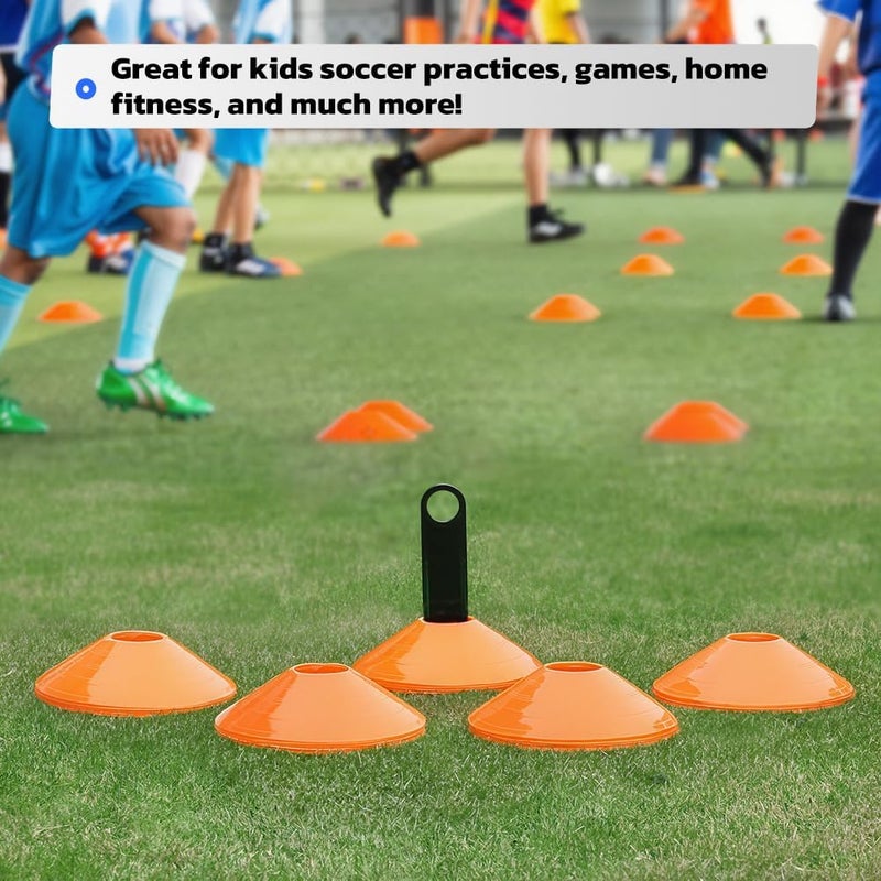 GHB Soccer Cones 25/50/100 Pack Disc Soccer Sport Cones Training Field Marker Agility Cones for Traffic, Basketball, Coaching, Practice Equipment Includes Cone Drills Guide - Image 5
